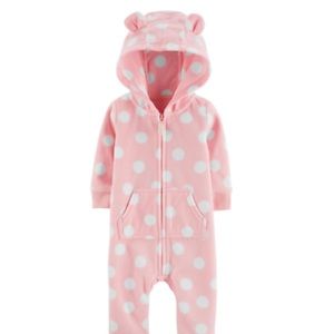 NEW Carters Baby Girl Jumpsuit Bear Fleece Pink